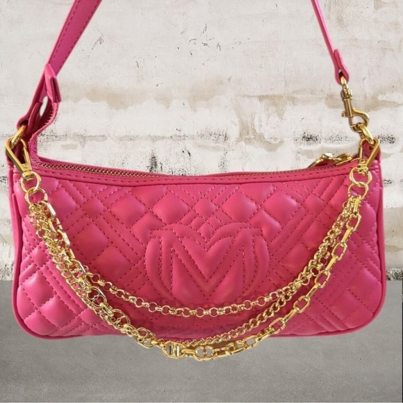 Love Moschino NWOT Hot Pink Quilted Logo Shoulder Bag - Picture 4 of 14